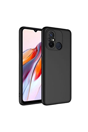 Redmi 12C Uyumlu Silikon Kılıf - Kamera Korumalı Esnek Pastel Renk Kapak - Siyah