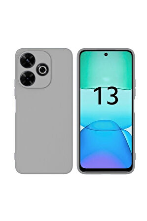 Redmi 13 Uyumlu Silikon Kılıf - Kamera Korumalı Esnek Pastel Renk Kapak - Gri