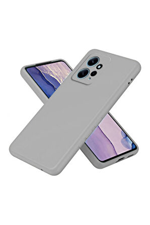 Redmi Note 12 4G Uyumlu Silikon Kılıf - Kamera Korumalı Esnek Pastel Renk Kapak - Gri