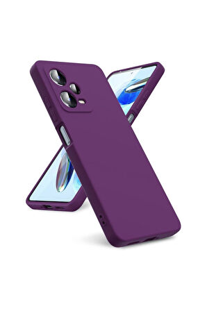 Redmi Note 12 5G Uyumlu Silikon Kılıf - Kamera Korumalı Esnek Pastel Renk Kapak - Mor