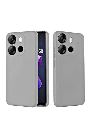 Tecno Spark Go 2023 Uyumlu Silikon Kılıf - Kamera Korumalı Esnek Pastel Renk Kapak - Gri