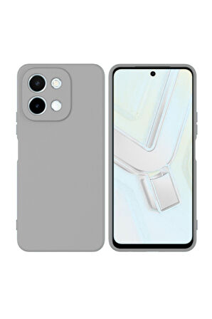 Vivo Y28 Uyumlu Silikon Kılıf - Kamera Korumalı Esnek Pastel Renk Kapak - Gri