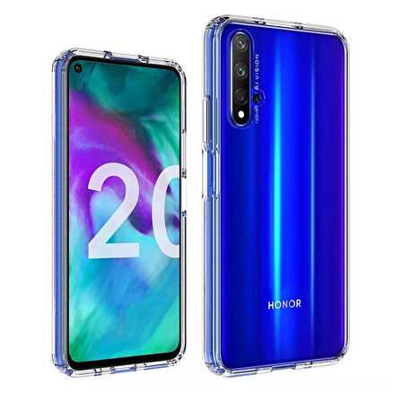 Honor 20 Uyumlu Şeffaf Silikon Kılıf - Kamera Korumalı Esnek Tam Koruma Kapak