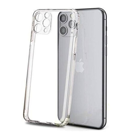 Apple iPhone 11 Pro Max Uyumlu Şeffaf Silikon Kılıf - Kamera Korumalı Esnek Tam Koruma Kapak