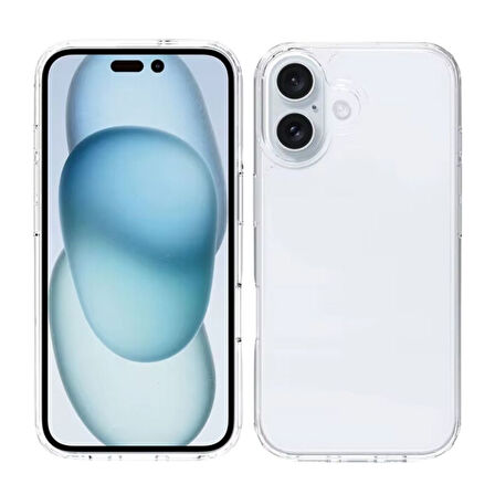 Apple iPhone 16 Plus Uyumlu Şeffaf Silikon Kılıf - Kamera Korumalı Esnek Tam Koruma Kapak