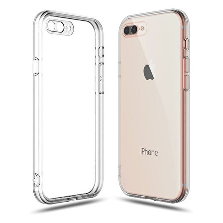 Apple iPhone 8 Plus Uyumlu Şeffaf Silikon Kılıf - Kamera Korumalı Esnek Tam Koruma Kapak