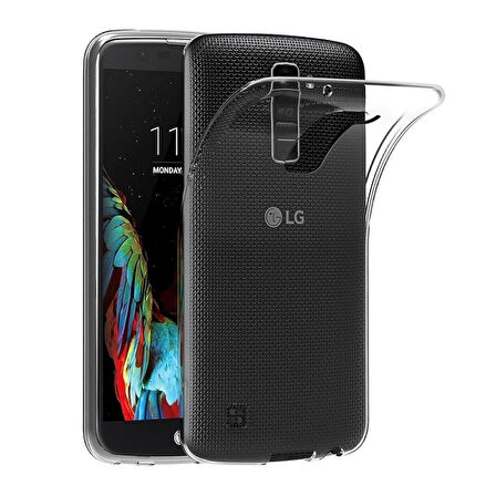 LG K10 2017 Uyumlu Şeffaf Silikon Kılıf - Kamera Korumalı Esnek Tam Koruma Kapak