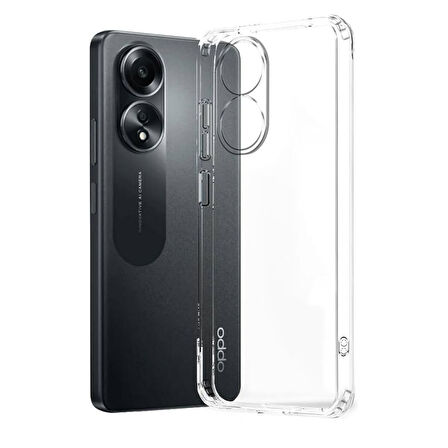 Oppo A18 Uyumlu Şeffaf Silikon Kılıf - Kamera Korumalı Esnek Tam Koruma Kapak