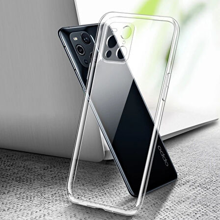 Oppo Find X3 Uyumlu Şeffaf Silikon Kılıf - Kamera Korumalı Esnek Tam Koruma Kapak