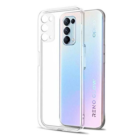 Oppo Reno 5 Pro 5G Uyumlu Şeffaf Silikon Kılıf - Kamera Korumalı Esnek Tam Koruma Kapak