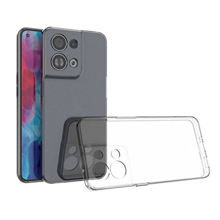 Oppo Reno 8 Uyumlu Şeffaf Silikon Kılıf - Kamera Korumalı Esnek Tam Koruma Kapak