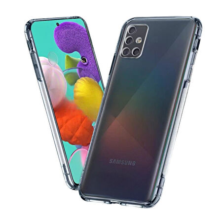 Samsung Galaxy A51 Uyumlu Şeffaf Silikon Kılıf - Kamera Korumalı Esnek Tam Koruma Kapak