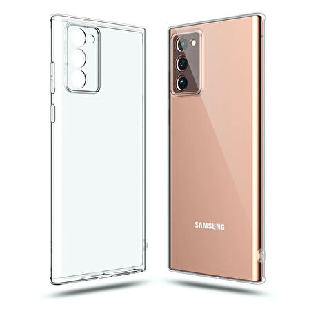 Samsung Galaxy Note 20 Uyumlu Şeffaf Silikon Kılıf - Kamera Korumalı Esnek Tam Koruma Kapak