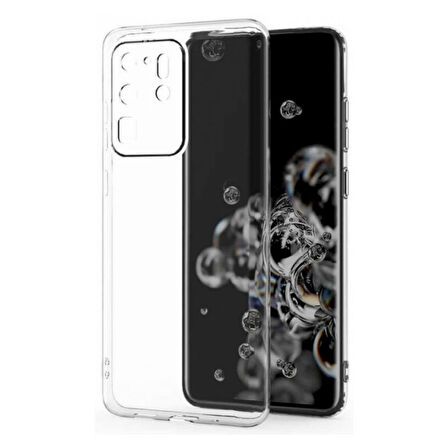 Samsung Galaxy S20 Ultra Uyumlu Şeffaf Silikon Kılıf - Kamera Korumalı Esnek Tam Koruma Kapak