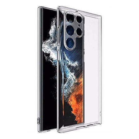 Samsung Galaxy S23 Ultra Uyumlu Şeffaf Silikon Kılıf - Kamera Korumalı Esnek Tam Koruma Kapak