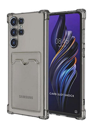 Samsung Galaxy S23 Ultra Kılıf Darbe Emici Köşe Korumalı Kartlıklı Cüzdanlı Silikon Kapak