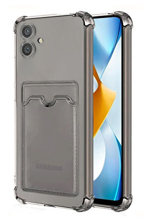 Samsung Galaxy A04E Kılıf Kartlıklı Cüzdanlı Şeffaf Silikon Kapak - Extra Güçlendirilmiş Kenar