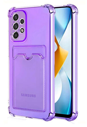 Samsung Galaxy A73 Kılıf Kartlıklı Cüzdanlı Şeffaf Silikon Kapak - Extra Güçlendirilmiş Kenar