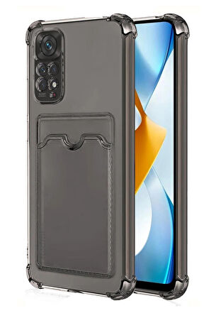 Redmi Note 12 Pro 4G Kılıf Kartlıklı Cüzdanlı Şeffaf Silikon Kapak - Extra Güçlendirilmiş Kenar