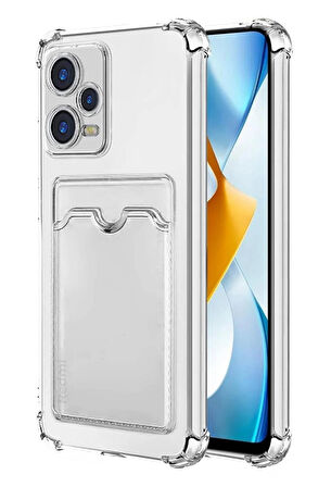 Redmi Note 12 Pro Plus 5G Kılıf Kartlıklı Cüzdanlı Şeffaf Silikon Kapak - Extra Güçlendirilmiş Kenar