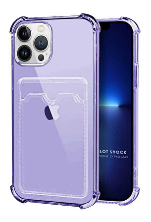 Apple iPhone 13 Pro Max Kılıf Kartlıklı Cüzdanlı Şeffaf Silikon Kapak - Extra Güçlendirilmiş Kenar
