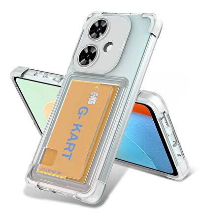 Tecno Spark 9 Pro Kılıf Kartlıklı Cüzdanlı Şeffaf Silikon Kapak - Extra Güçlendirilmiş Kenar
