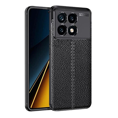 Poco X6 Silikon Kılıf Deri Desenli Kamera Korumalı Darbe Emici Kapak