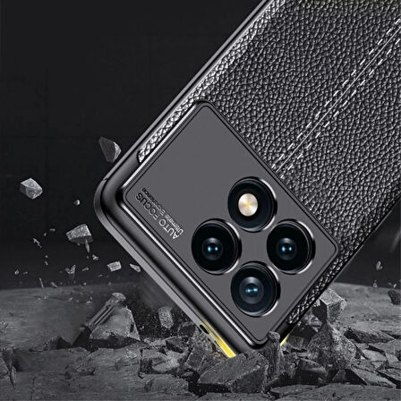 Poco F6 Pro Silikon Kılıf Deri Desenli Kamera Korumalı Darbe Emici Kapak
