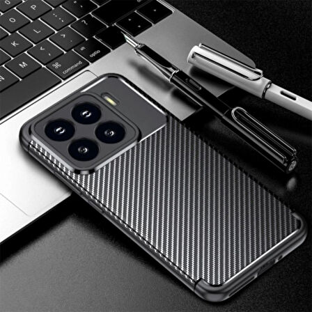 Xiaomi 15 Uyumlu Silikon Kılıf Karbon Desenli Darbe Emici Autofocus Tam koruma Kapak