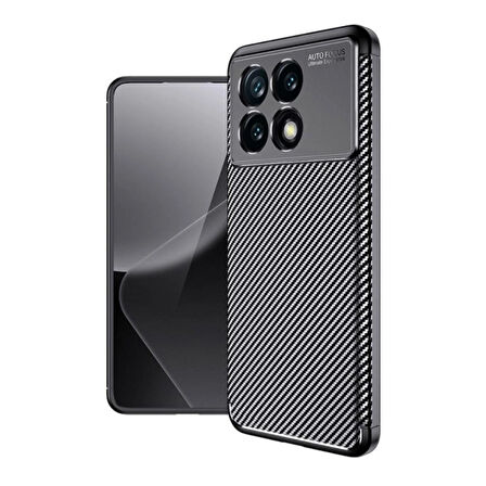Poco X6 Pro Uyumlu Silikon Kılıf Karbon Desenli Darbe Emici Autofocus Tam koruma Kapak