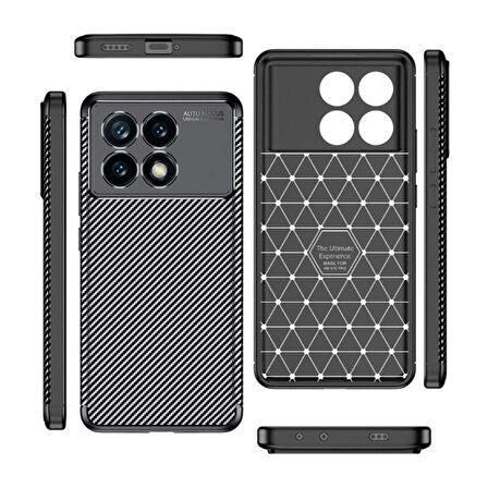 Poco X6 Pro Uyumlu Silikon Kılıf Karbon Desenli Darbe Emici Autofocus Tam koruma Kapak
