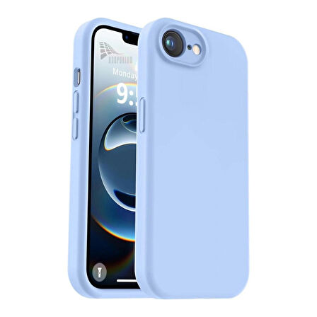 Apple iPhone 16e Uyumlu Silikon Kılıf - Kamera Korumalı Esnek Pastel Renk Kapak - Mavi