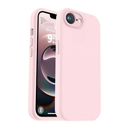 Apple iPhone 16e Uyumlu Silikon Kılıf - Kamera Korumalı Esnek Pastel Renk Kapak - Pudra Pembe