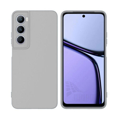 Realme C75 Uyumlu Silikon Kılıf - Kamera Korumalı Esnek Pastel Renk Kapak - Gri