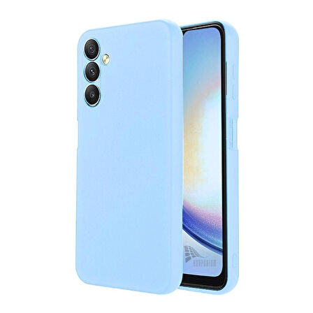 Samsung Galaxy M34 5G Uyumlu Silikon Kılıf - Kamera Korumalı Esnek Pastel Renk Kapak - Mavi