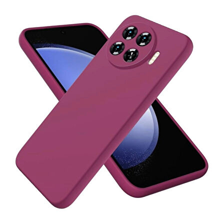 Tecno Spark 20 Pro Plus Uyumlu Silikon Kılıf - Kamera Korumalı Esnek Pastel Renk Kapak - Mürdüm