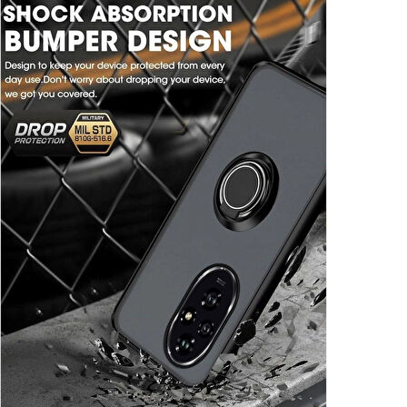 Poco X3 NFC Uyumlu Kılıf Yüzüklü Standlı Extra Darbe Koruma Sert Silikon Kapak - Kırmızı