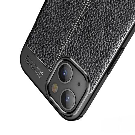 Apple iPhone 13 Uyumlu Deri Desenli Silikon Kılıf - Ultra Darbe Emici Kamera Korumalı Kapak