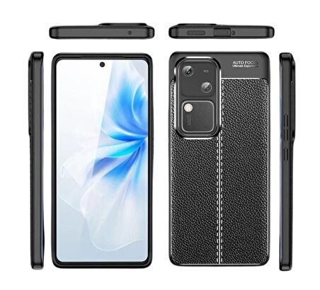 Vivo S18 Deri Desenli Silikon Kılıf - Ultra Darbe Emici Kamera Korumalı Kapak