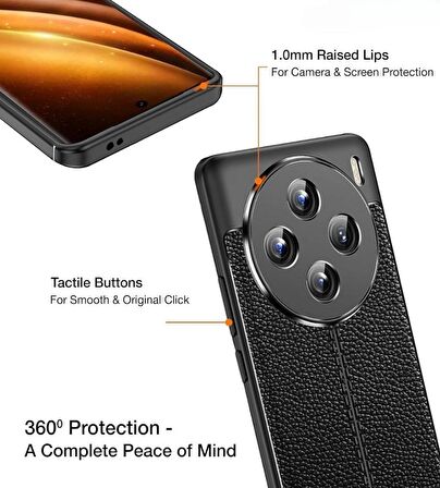 Vivo X100 Deri Desenli Silikon Kılıf - Ultra Darbe Emici Kamera Korumalı Kapak