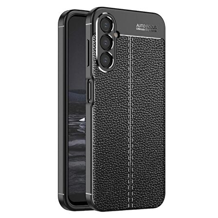 Samsung Galaxy A25 Uyumlu Deri Desenli Silikon Kılıf - Ultra Darbe Emici Kamera Korumalı Kapak