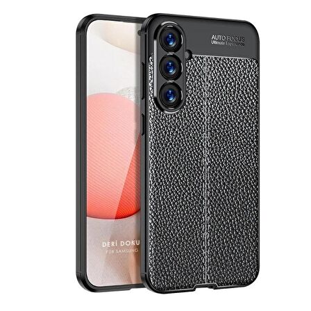 Samsung Galaxy A55 Uyumlu Deri Desenli Silikon Kılıf - Ultra Darbe Emici Kamera Korumalı Kapak