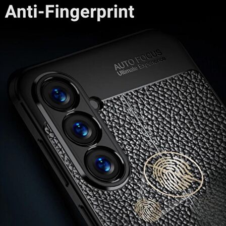 Samsung Galaxy A55 Uyumlu Deri Desenli Silikon Kılıf - Ultra Darbe Emici Kamera Korumalı Kapak