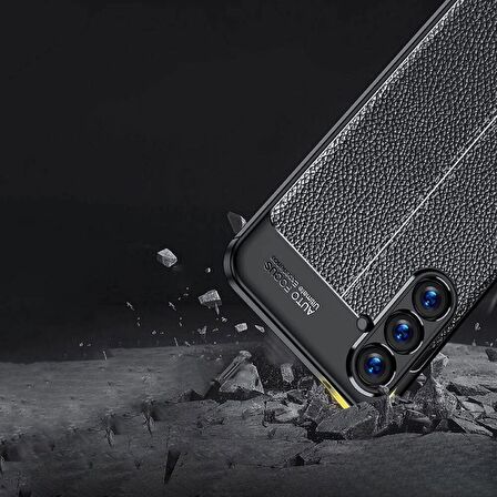 Samsung Galaxy A55 Uyumlu Deri Desenli Silikon Kılıf - Ultra Darbe Emici Kamera Korumalı Kapak