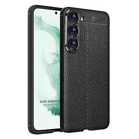 Samsung Galaxy S23 Uyumlu Deri Desenli Silikon Kılıf - Extra Darbe Emici Kamera Korumalı Kapak