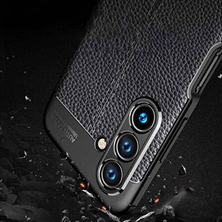 Samsung Galaxy S23 Uyumlu Deri Desenli Silikon Kılıf - Extra Darbe Emici Kamera Korumalı Kapak