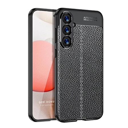 Samsung Galaxy S24 Uyumlu Deri Desenli Silikon Kılıf - Extra Darbe Emici Kamera Korumalı Kapak