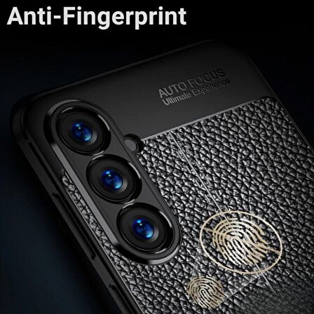 Samsung Galaxy S24 Uyumlu Deri Desenli Silikon Kılıf - Extra Darbe Emici Kamera Korumalı Kapak
