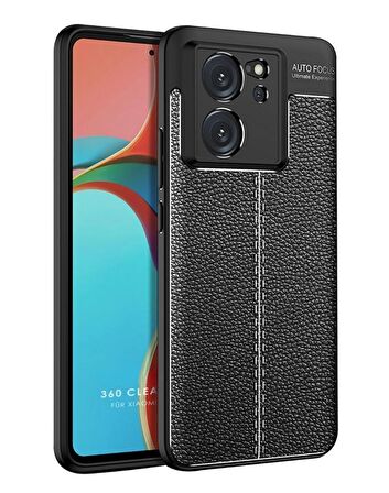 Xiaomi 13T Deri Desenli Silikon Kılıf - Extra Darbe Emici Kamera Korumalı Kapak