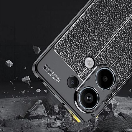 Poco M6 Pro Deri Desenli Silikon Kılıf - Ultra Darbe Emici Kamera Korumalı Kapak